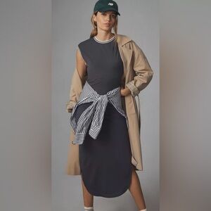 Daily Practice by Anthropologie Stripe-Trim Midi Dress, Size XS